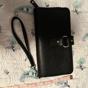 Black Leather Phone Wallet Case